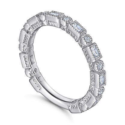 S925 Sterling Silver Square Stackable Ring - Modern Geometric Zirconia Band