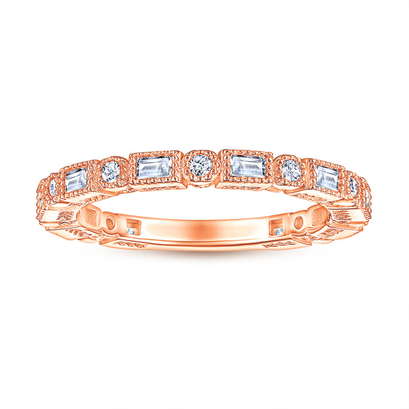 S925 Sterling Silver Square Stackable Ring - Modern Geometric Zirconia Band