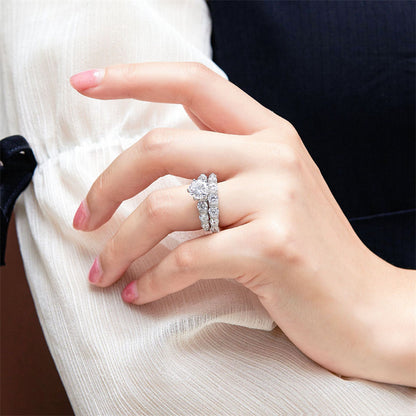 S925 Sterling Silver Stackable Ring Set - Modern Geometric Wedding Band Collection