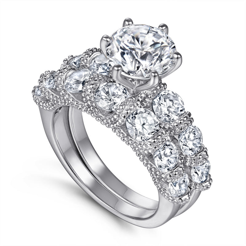 S925 Sterling Silver Stackable Ring Set - Modern Geometric Wedding Band Collection