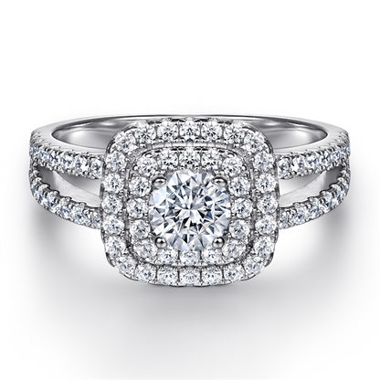 S925 Sterling Silver Stackable Wedding Ring Set - Modern Geometric Bridal Jewelry