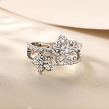 S925 Sterling Silver Star Ring - Unique Five-Point Constellation Wedding Band with Zirconia Accents