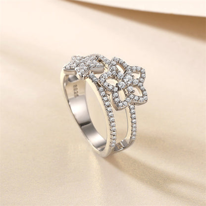 S925 Sterling Silver Star Ring - Unique Five-Point Constellation Wedding Band with Zirconia Accents