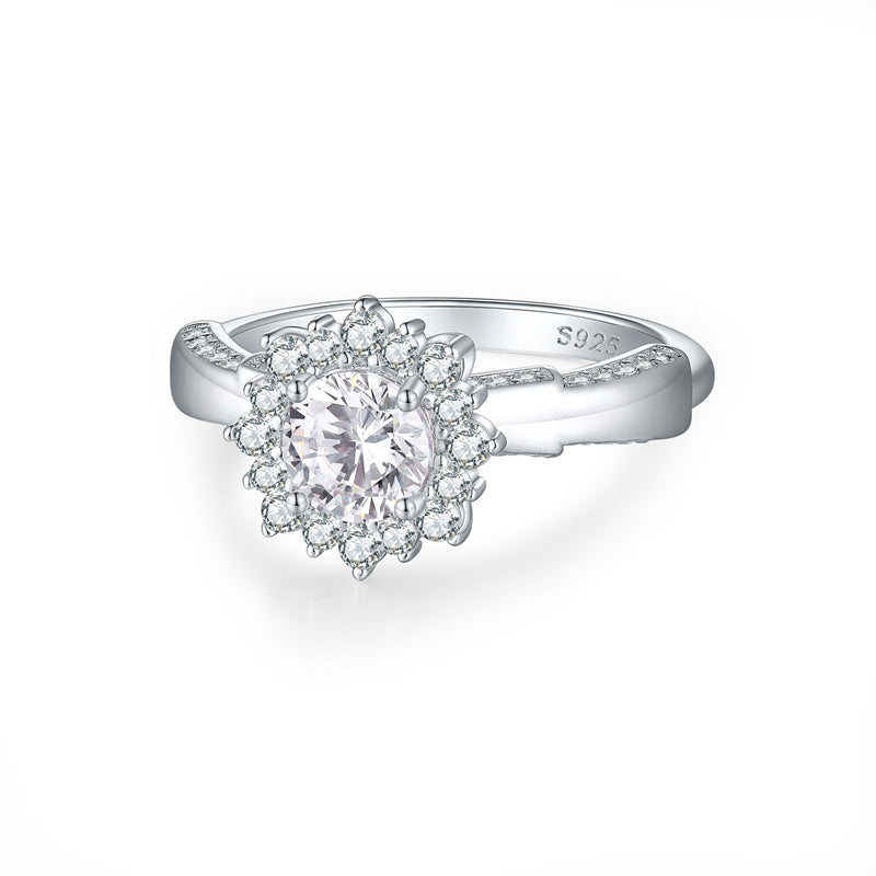 S925 Sterling Silver Sunflower Ring - Bold Floral Statement Jewelry