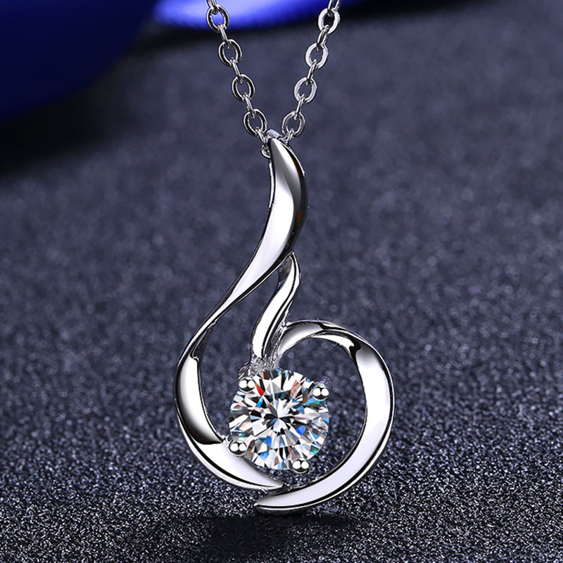S925 Sterling Silver Swan Pendant Necklace - 0.8CT Moissanite Elegant Collarbone Chain