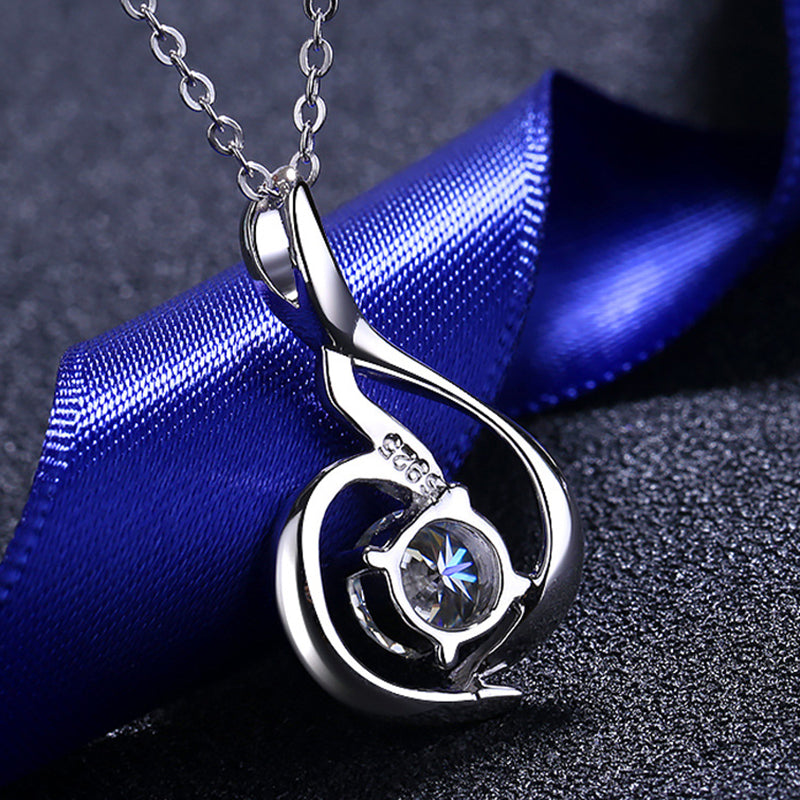S925 Sterling Silver Swan Pendant Necklace - 0.8CT Moissanite Elegant Collarbone Chain