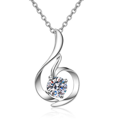 S925 Sterling Silver Swan Pendant Necklace - 0.8CT Moissanite Elegant Collarbone Chain