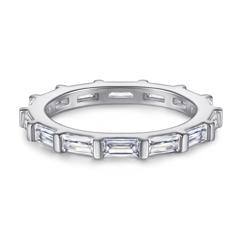 S925 Sterling Silver T-Square Eternity Band - Full Circle Pavé Zirconia Engagement Ring