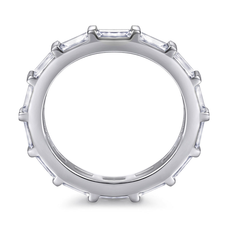S925 Sterling Silver T-Square Eternity Band - Full Circle Pavé Zirconia Engagement Ring