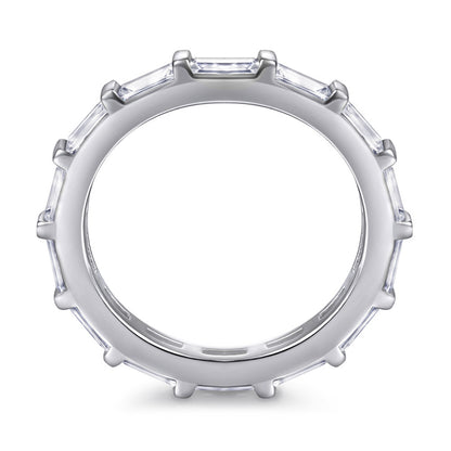 S925 Sterling Silver T-Square Eternity Band - Full Circle Pavé Zirconia Engagement Ring
