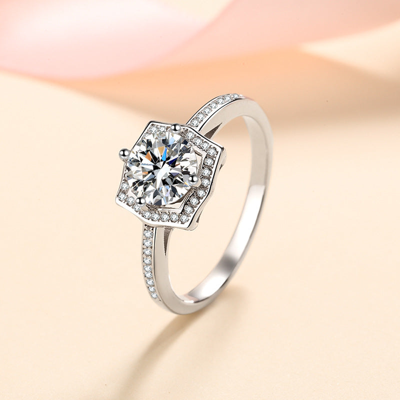 S925 Sterling Silver Teardrop Moissanite Ring - Vintage Cold Style Wedding Band with Cherry & Eggplant Motifs