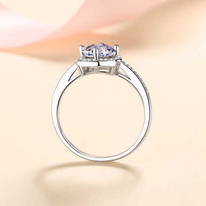 S925 Sterling Silver Teardrop Moissanite Ring - Vintage Cold Style Wedding Band with Cherry & Eggplant Motifs