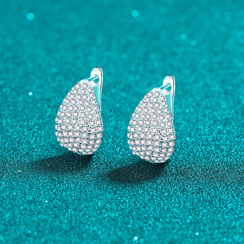 S925 Sterling Silver Teardrop Moissanite Stud Earrings - 1.31CT Floral & Botanical Design