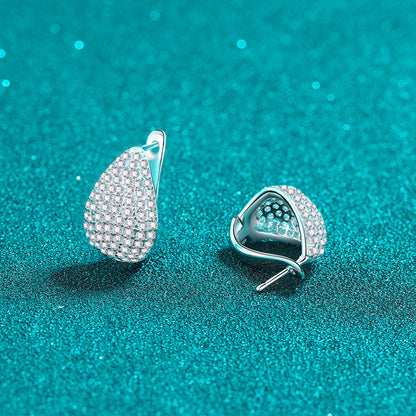 S925 Sterling Silver Teardrop Moissanite Stud Earrings - 1.31CT Floral & Botanical Design
