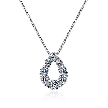 S925 Sterling Silver Teardrop Pendant Necklace - 0.62CT Moissanite Full Pavé Luxury Chain
