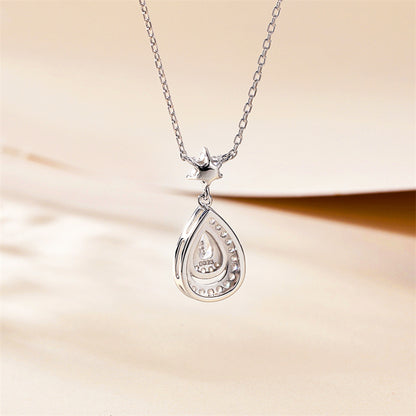 S925 Sterling Silver Teardrop Pendant Necklace - Elegant Pear-Shaped Zirconia Collarbone Chain