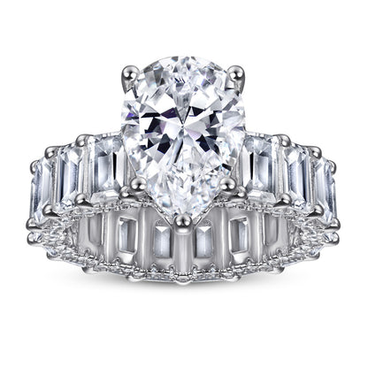 S925 Sterling Silver Teardrop Ring – Vintage-Inspired Full Pave CZ Jewelry