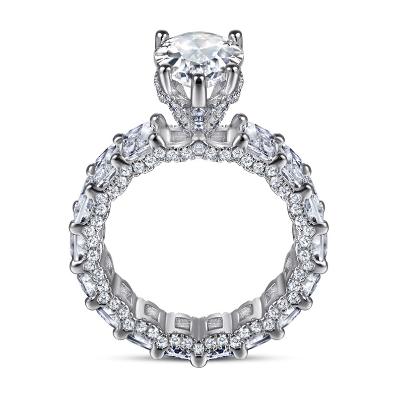 S925 Sterling Silver Teardrop Ring – Vintage-Inspired Full Pave CZ Jewelry