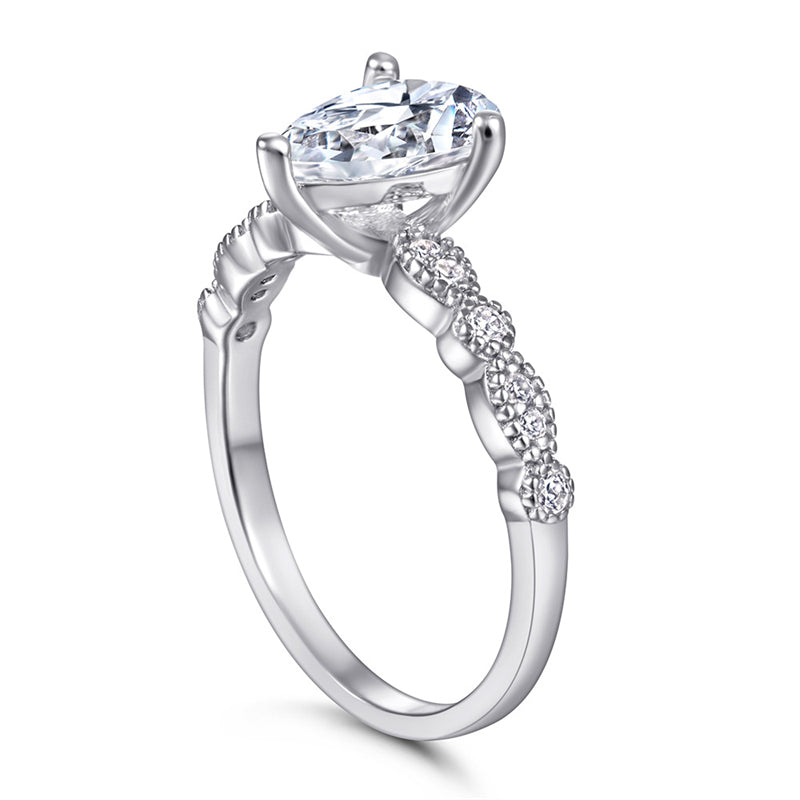 S925 Sterling Silver Teardrop Zirconia Ring - Elegant Minimalist Jewelry for Women