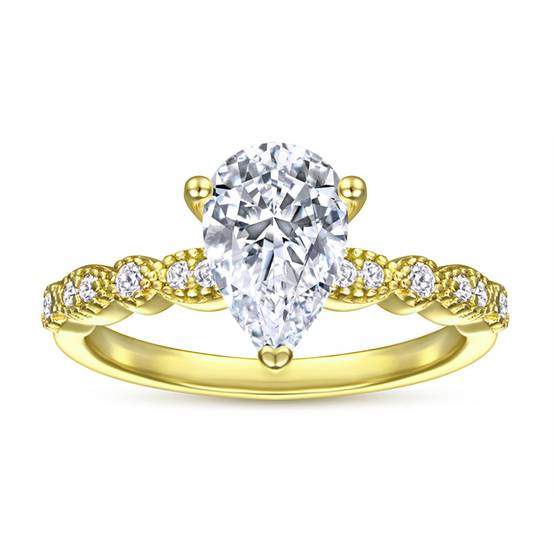 S925 Sterling Silver Teardrop Zirconia Ring - Elegant Minimalist Jewelry for Women
