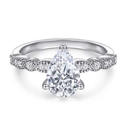 S925 Sterling Silver Teardrop Zirconia Ring - Elegant Minimalist Jewelry for Women