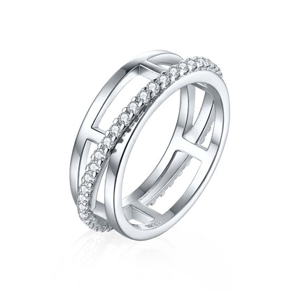 S925 Sterling Silver Triple Band Ring - Luxury Stackable Zirconia Jewelry