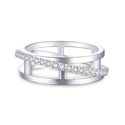 S925 Sterling Silver Triple Band Ring - Luxury Stackable Zirconia Jewelry