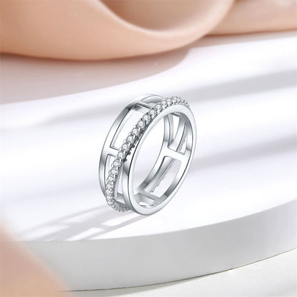 S925 Sterling Silver Triple Band Ring - Luxury Stackable Zirconia Jewelry
