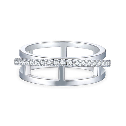 S925 Sterling Silver Triple Band Ring - Luxury Stackable Zirconia Jewelry