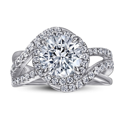S925 Sterling Silver Twisted Band Ring - Elegant Pavé Zirconia Jewelry for Women