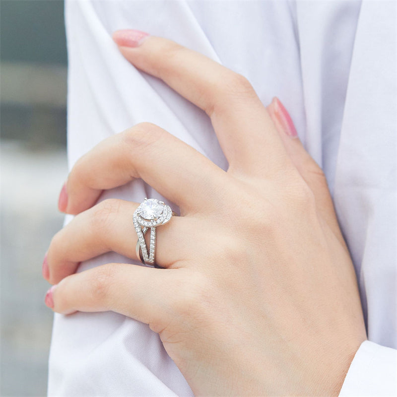 S925 Sterling Silver Twisted Band Ring - Elegant Pavé Zirconia Jewelry for Women