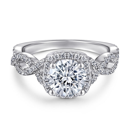 S925 Sterling Silver Twisted Heart Ring – Trendy Crossed Design with Zirconia Stones