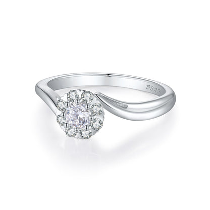 S925 Sterling Silver Twisted Vine Zirconia Ring - Floral-Inspired Bridal Jewelry