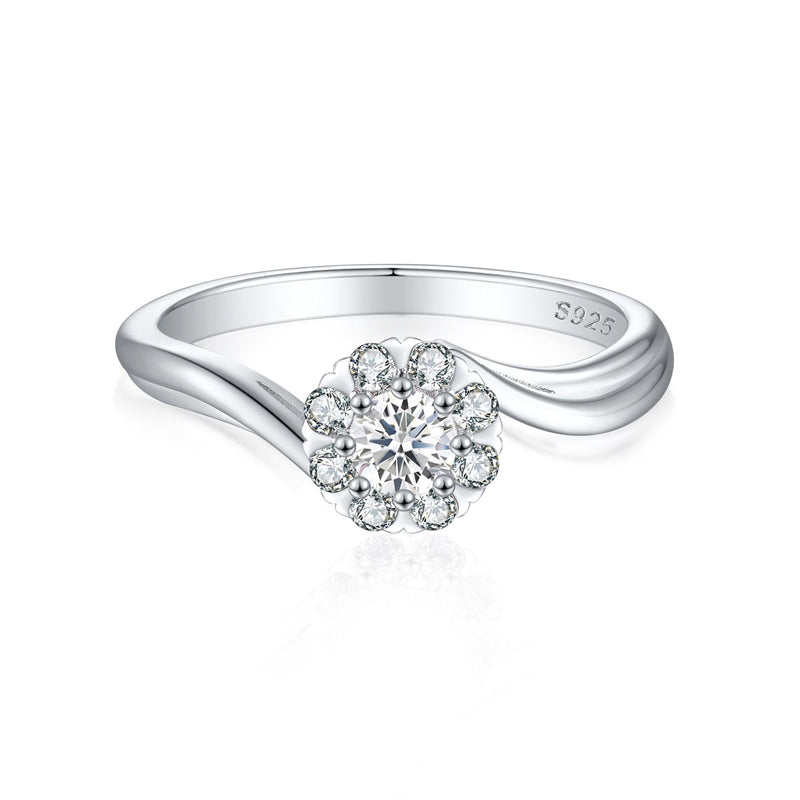S925 Sterling Silver Twisted Vine Zirconia Ring - Floral-Inspired Bridal Jewelry