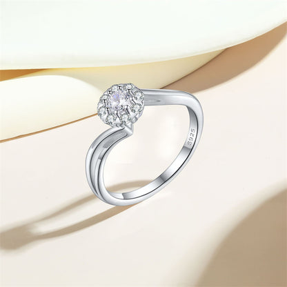 S925 Sterling Silver Twisted Vine Zirconia Ring - Floral-Inspired Bridal Jewelry