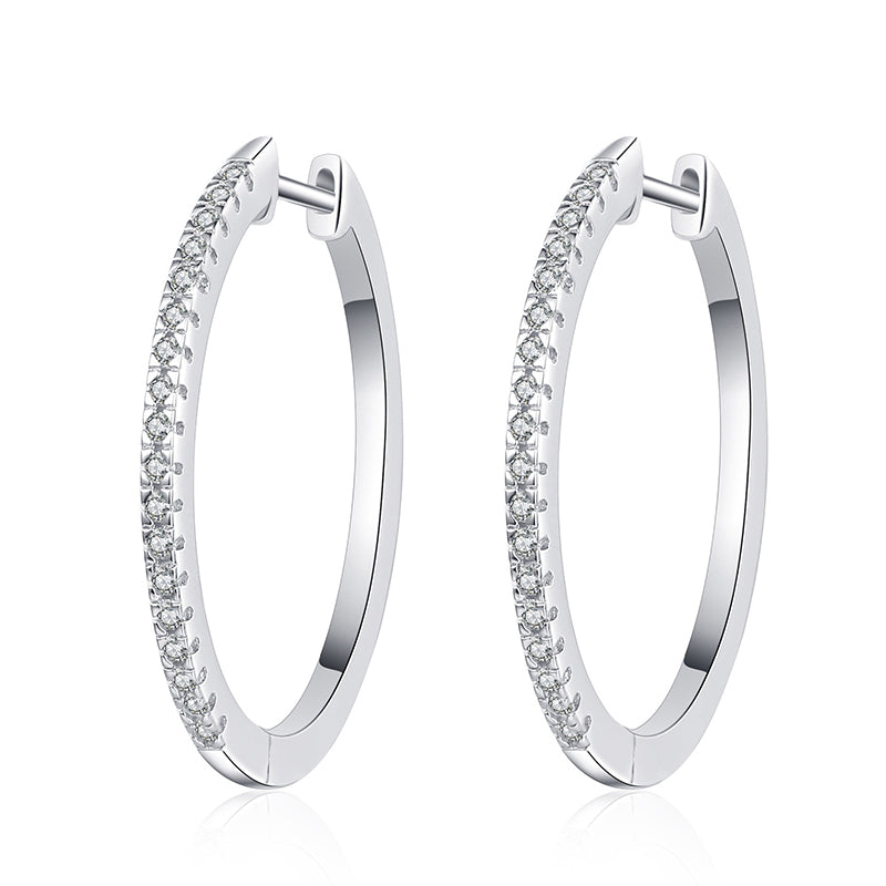 S925 Sterling Silver U-Shaped Hoop Earrings - 0.54ct Moissanite Plated with Pt950 Gold