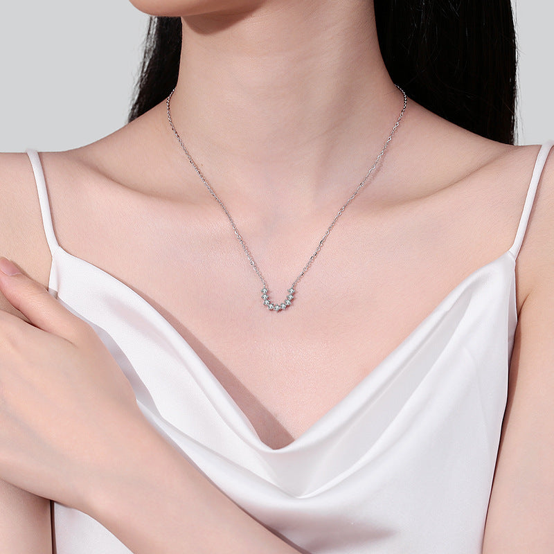 S925 Sterling Silver U-Shaped Pendant Necklace - 0.54CT Moissanite Minimalist Valentine's Gift