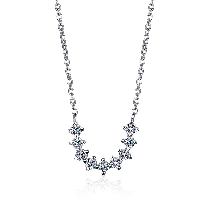 S925 Sterling Silver U-Shaped Pendant Necklace - 0.54CT Moissanite Minimalist Valentine's Gift