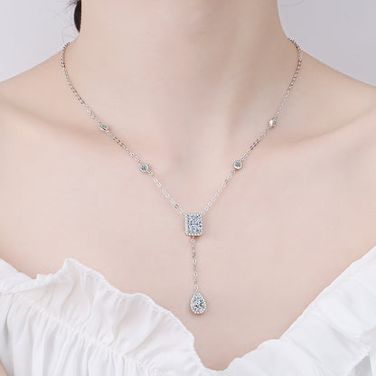 S925 Sterling Silver Unique Cut Moissanite Necklace - 3CT White/Yellow Simulated Diamond Chain