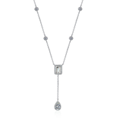 S925 Sterling Silver Unique Cut Moissanite Necklace - 3CT White/Yellow Simulated Diamond Chain