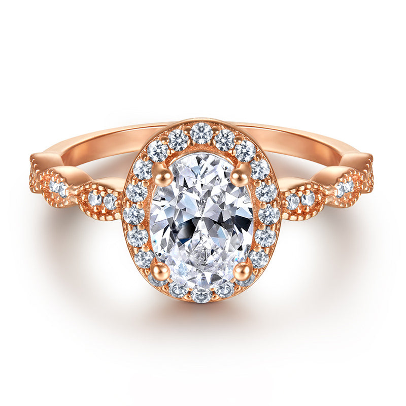 S925 Sterling Silver Vintage Floral Engagement Set - European-Inspired Wedding Jewelry