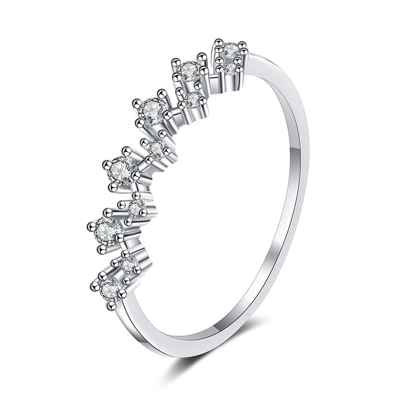 S925 Sterling Silver Wave Design Ring with 0.41ct Moissanite Pavé & Fruit Motifs