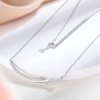 S925 Sterling Silver Wave Pendant Necklace - Minimalist Geometric Chain for Women