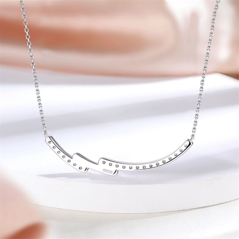 S925 Sterling Silver Wave Pendant Necklace - Minimalist Geometric Chain for Women