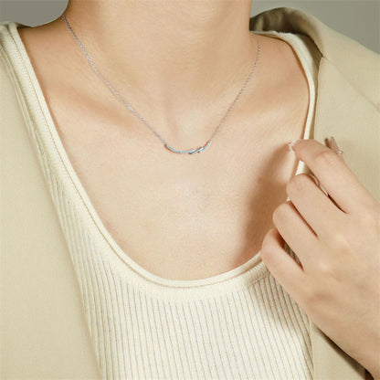 S925 Sterling Silver Wave Pendant Necklace - Minimalist Geometric Chain for Women