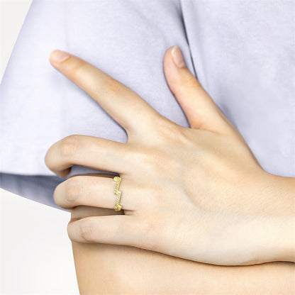 S925 Sterling Silver Wave Ring - 18K Gold Plated Minimalist Jewelry for Women