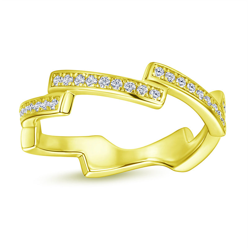 S925 Sterling Silver Wave Ring - 18K Gold Plated Minimalist Jewelry for Women