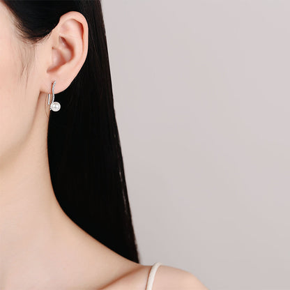 S925 Sterling Silver Wave Stud Earrings - 0.14ct Moissanite & 6-7mm Freshwater Pearls