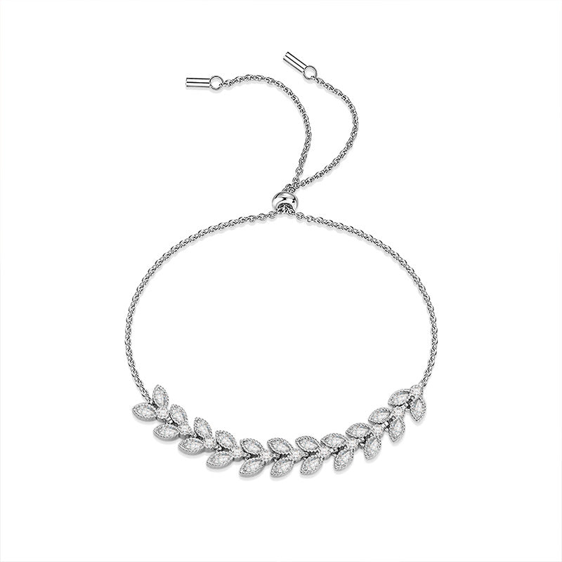 S925 Sterling Silver Wheat Ear Bracelet with Moissanite Light Luxury Business Gift Jewelry Rhodium Plated