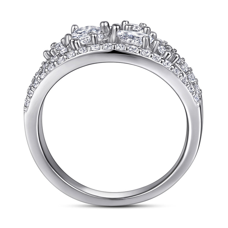 S925 Sterling Silver Wide Band Heart Ring – Bold CZ Statement Jewelry